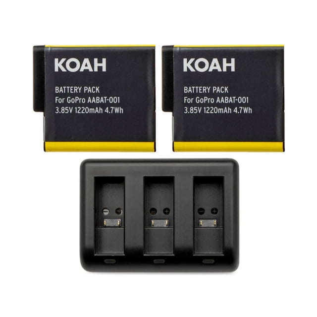 Cargador de batería y 2 baterías Koah PRO 1220mAh para GoPro