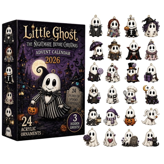 Halloween Ghost Advent Calendar 2026, 24‑Day Spooky Countdown Box with Mini Acrylic Ghost Ornaments, Collectible Hanging Charms, Holiday Surprise Gift for Halloween Decor