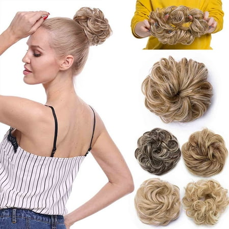 S-noilite Synthetic Hair Bun Extensions Messy Hair Scrunchies Hair Pieces for Women Hair Donut Updo Ponytail Bleach