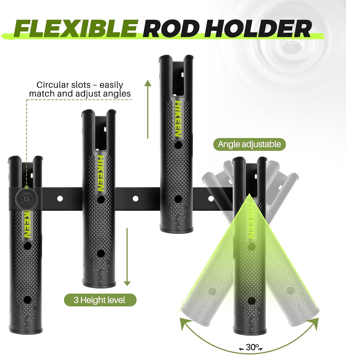 Adoreal Adjustable Fishing Rod Holder, 4 Tube Fishing Pole Holders Wall-Mounted Rod Rack for Boat Kayak Golf Cart Garage Crate Cooler Wagon RV