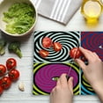 thumbnail image 3 of Psychedelic Cutting Board, Pop Art Style Hypnotic Design Swirling Patterns with Eye in Centre Dizzy Focus, Decorative Tempered Glass Cutting and Serving Board, Large Size, Multicolor, by Ambesonne, 3 of 5