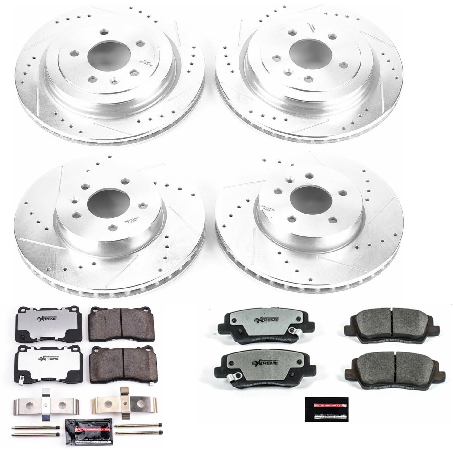 PowerStop Front and Rear Z26 Street Warrior Carbon-Fiber Ceramic Brake Pad and Drilled and Slotted Rotor Kit Fits: CADILLAC Select Models K6390-26