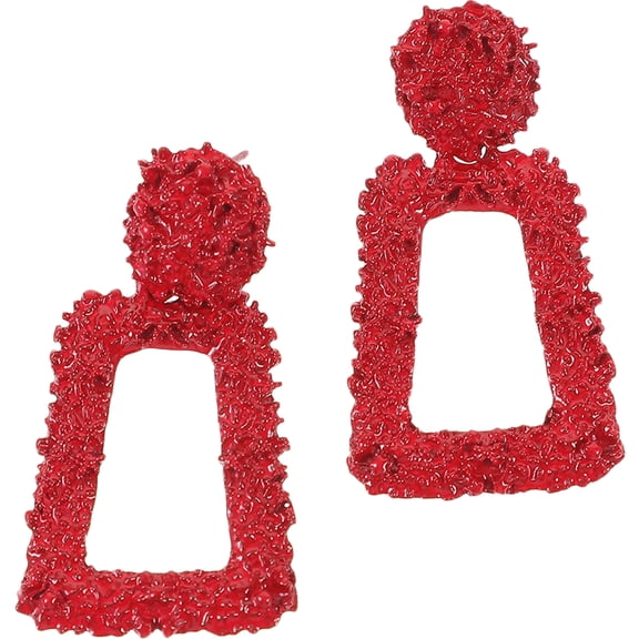 OUNONA  Exaggerated Geometric Earrings Tassel Twisted for Women Locket Woman Red