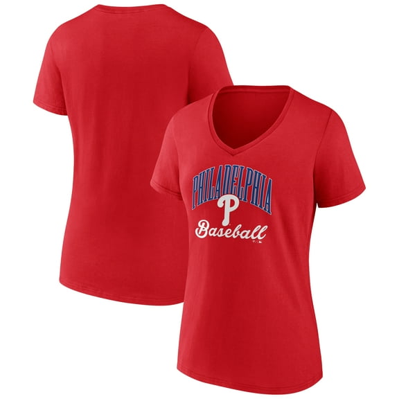 Women's Red Philadelphia Phillies Victory Script V-Neck T-Shirt