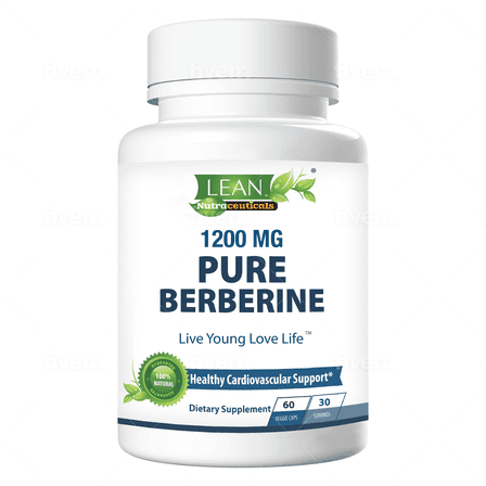 LEAN Nutraceuticals Berberine 1200mg - Blood Sugar, Cholesterol, Cardiovascular Health, Metabolism, 60 Capsules