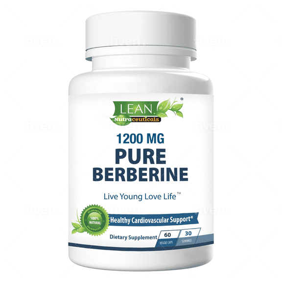 LEAN Nutraceuticals Berberine 1200mg - Blood Sugar, Cholesterol, Cardiovascular Health, Metabolism, 60 Capsules