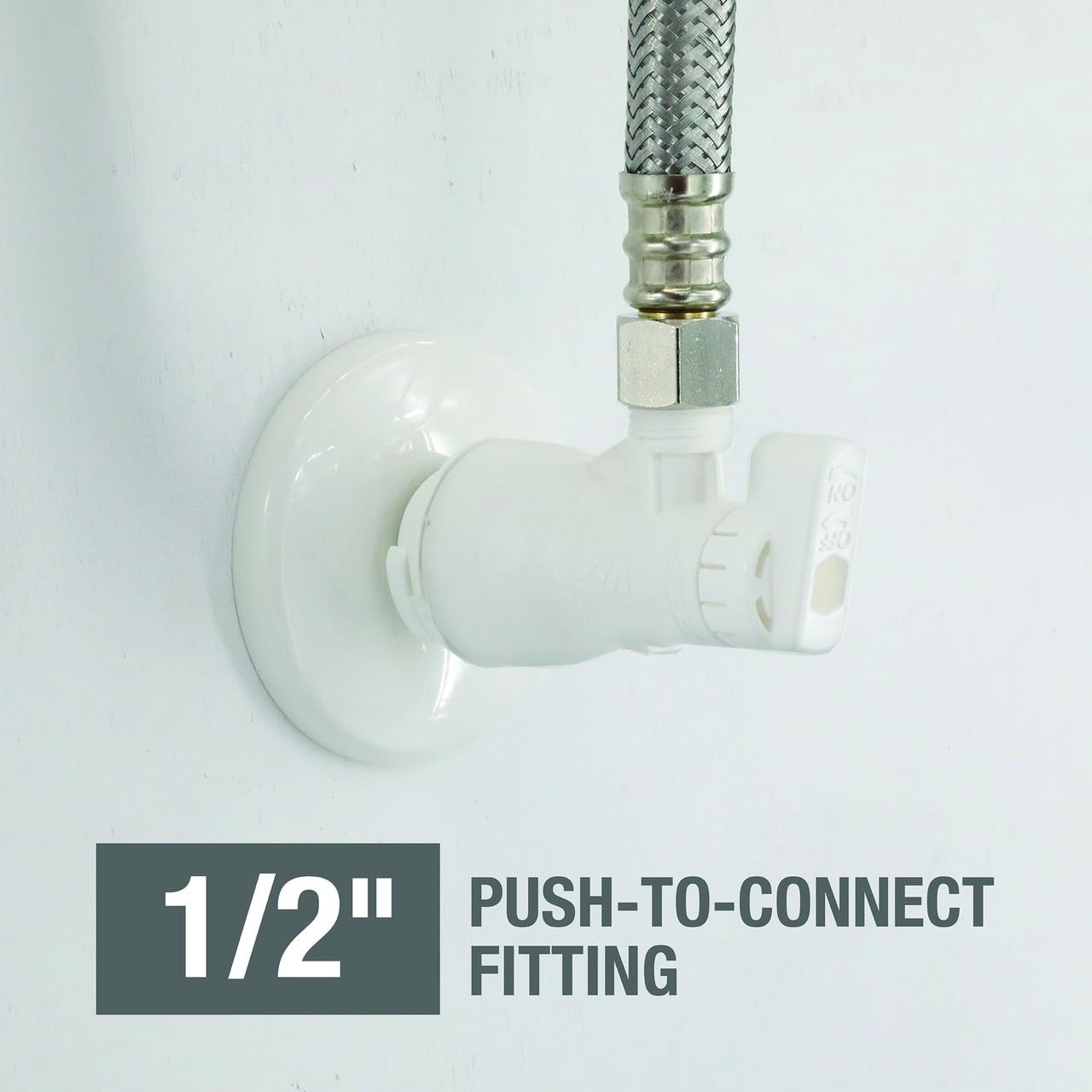 (2 pack) Danco Plastic Push-on Quarter Turn Angle Stop Valve, 0.1 lbs Weight (9DPV-100)