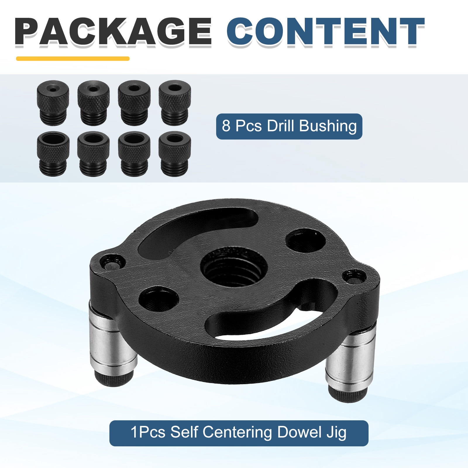 Uxcell Self Centering Doweling Jig Kit Straight Holes Puncher Dowel Jig Locator with Drill Bushings Woodworking Joints Tool for Precise Straight Holes, Black