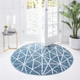 thumbnail image 1 of Unique Loom 3149015 Tapis Rond Géométrique à Treillis 5 x 5 Pi, Bleu, 1 of 1