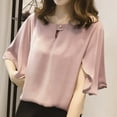 thumbnail image 1 of PENGXIANG Women Work Office Short-sleeve Solid Color Casual Chiffon Plus Shirt Top, 1 of 5