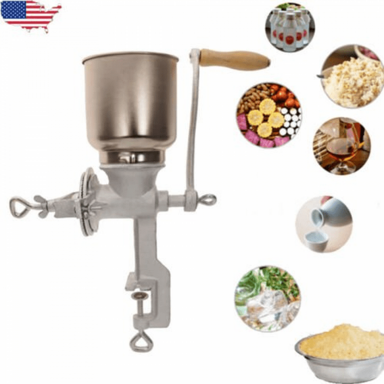 Coffee Grinder Manual Spice Nuts Grinding Herb Mill Stainless Steel Machine  Thickness Adjustable Hand Crank Tool(Silver)