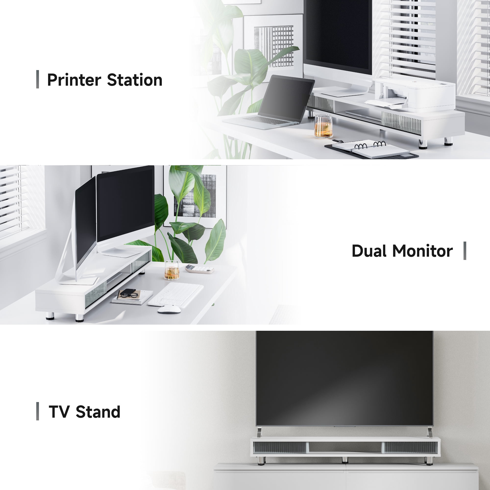 Fenge Dual Monitor Stand, 42.5inch Long Monitor Stands Riser for 2 Monitors