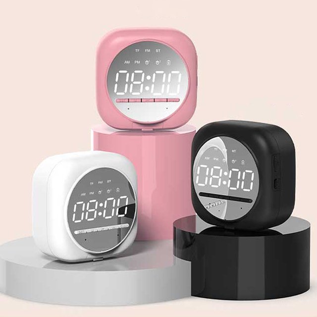 Zootealy Bluetooth Speaker Alarm Clock LED Adjustable Brightness Multifunction Wireless Music Player
