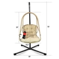 thumbnail image 7 of Miniyam Outdoor Hanging Egg Chair with Stand, Foldable Swing Chair with Cup Holder, Rattan Wicker Patio Chair with Cushions for Adults and Kids, Beige, 7 of 7
