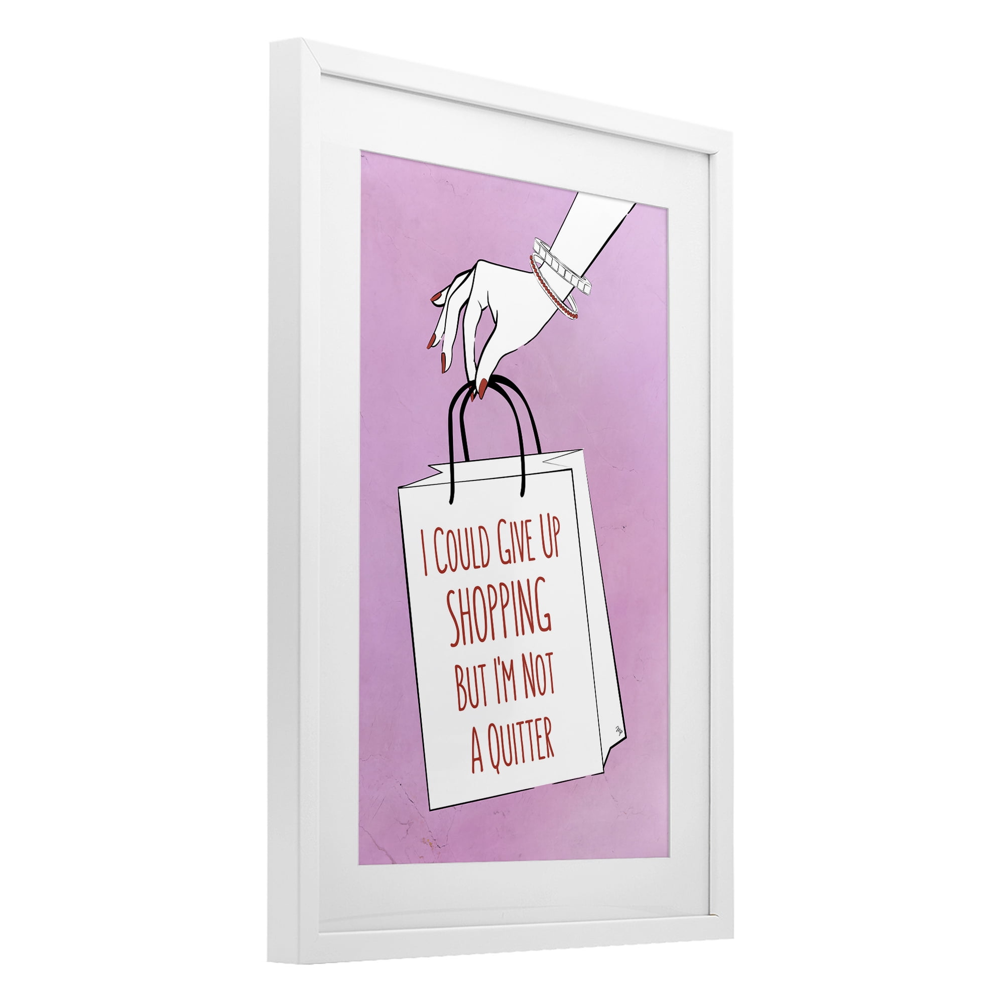 Stupell Industries Not A Quitter Shopping White Framed Print Under Glass, design by Martina Pavlova