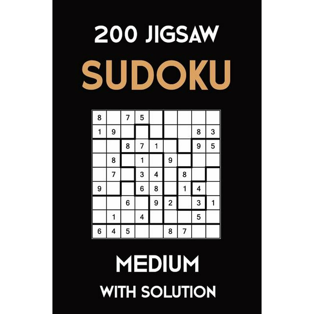 200 Jigsaw Sudoku Medium With Solution Puzzle Book,9x9, 2 puzzles per