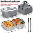 thumbnail image 4 of Lonchera eléctrica portátil para hombres, calentador de alimentos de 1.5 litros para adultos con 2 contenedores de acero inoxidable, caja de almuerzo autocalentable de 80 W para coche y camión., 4 of 5