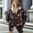 thumbnail image 3 of SCRAWLGOD Hearts Women Hooded Zip Up Sweaters for Women Trendy Clothes Fall Long Sleeve Women Oversized Jacket Size XL Soft Ladies Light Weight Sweater, 3 of 7