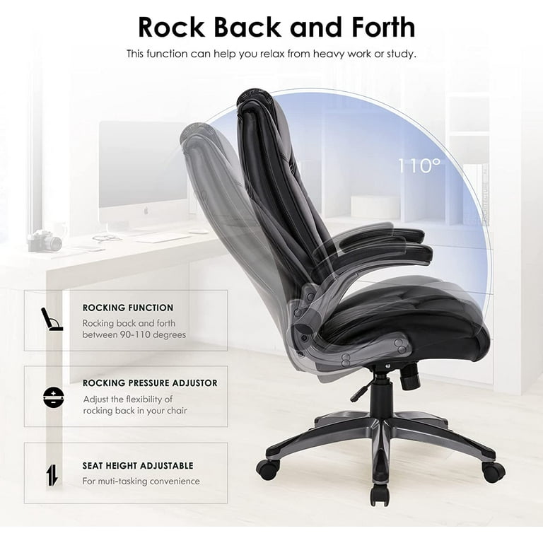 Ergonomic Office Chair Desk Chair High Back Computer Chair with Armrest and Lumbar Support, 300lb, Black, Size: 29.9 Large x 24.4 W x 45.3-51.6 H