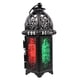 thumbnail image 1 of Lámpara de araña tipo farol ~ Candelabro, candelabro, portavelas, luz Marco Negro Vidrio Color, 1 of 9