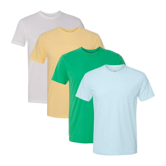 Unisex Ecosmart Bulk T-Shirt, 50/50 Cotton/Polyester Assorted Short Sleeve Crewneck Plain Tees (Bright Color 4 Pack, L)