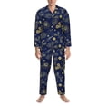 thumbnail image 3 of Honeii Vintage Golden Butterfly Pattern Mens Pajamas Set,2pcs Men's Lounge Long Sleeve Sleep Shirt and Pajama Bottoms Sleepwear Set,Mens Pjs Sets-Medium, 3 of 7