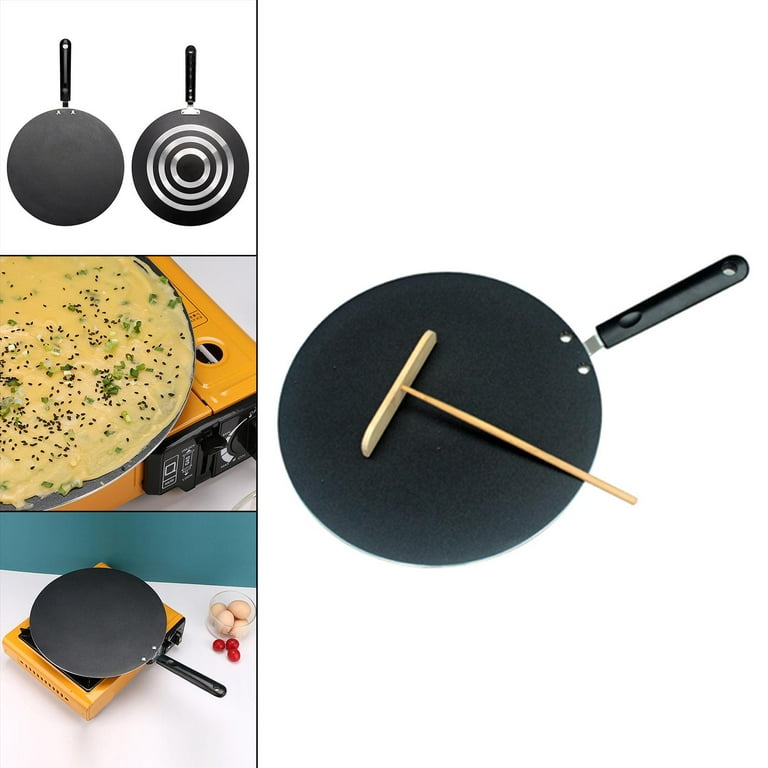 Mini Pancake Round Griddle Indian Pan Skillet Iron 1 Piece for Pancakes Cooktop Stovetop Kitchen Tool for Chef, Size: 47x30cm, Black