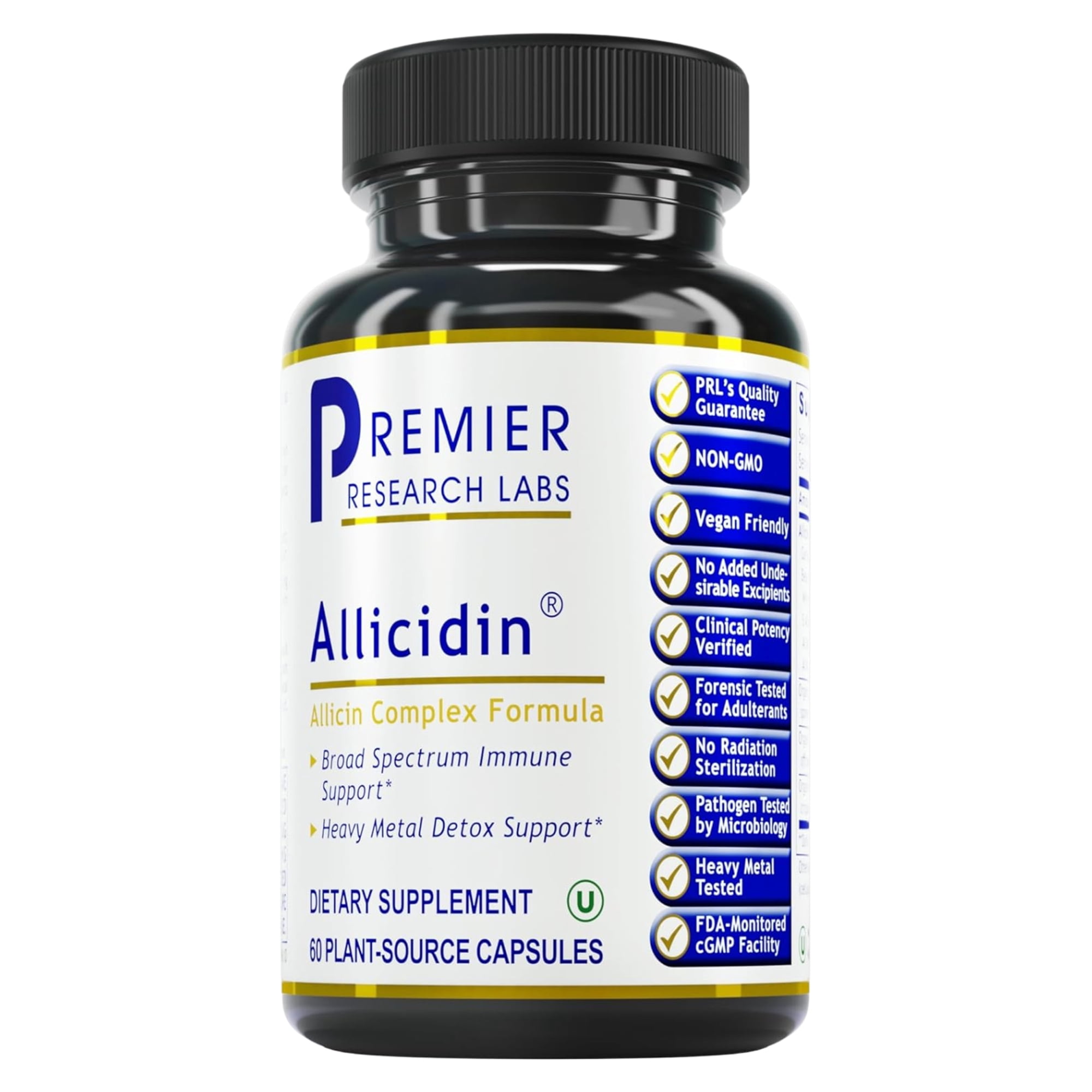 Premier Research Labs Allicidin - Allicidin & Allicin Supplement - Garlic Capsule for Immune & Heart Health - Extract with Turkey Tails, Hyssop & Parsley - 60 Pure Vegan Capsules