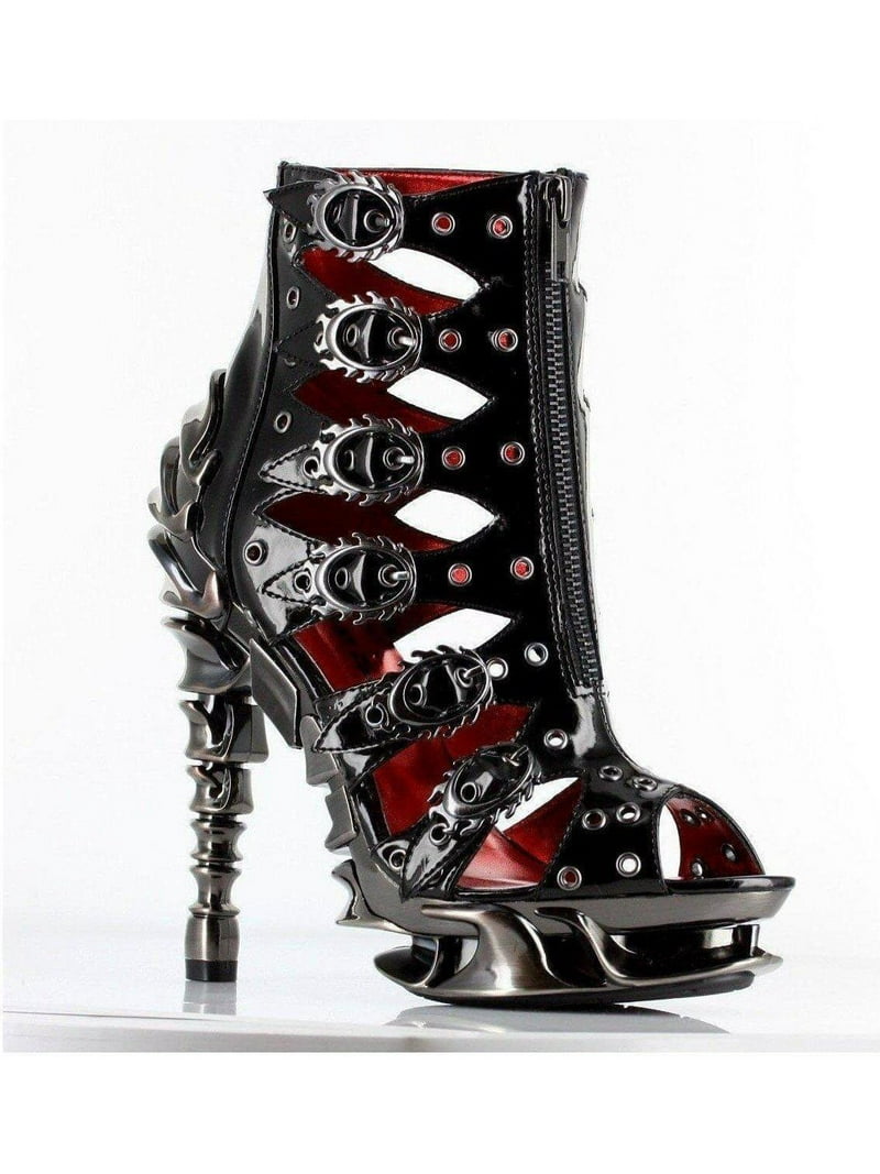 Hades Shoes H-Crimson Ankle boot adjustable flame buckles with