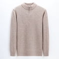 thumbnail image 2 of SWSMCLT Men's Soft Pullover Fall Half Zip Long Sleeve Sweater Knit Zip Spring Turtleneck Winter Pullover Cream 38, 2 of 4