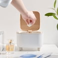 thumbnail image 3 of Mini Can With Lid Countertop Small Desktop Garbage Cans Cute Tiny Can With Lid Bedroom Garbage Can With Push Button White Square, 3 of 6