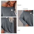 thumbnail image 5 of Crewneck Blusa Poliéster Manga Larga de Color Puro Mujeres Loose Fit Top con Bolsillo, 5 of 5