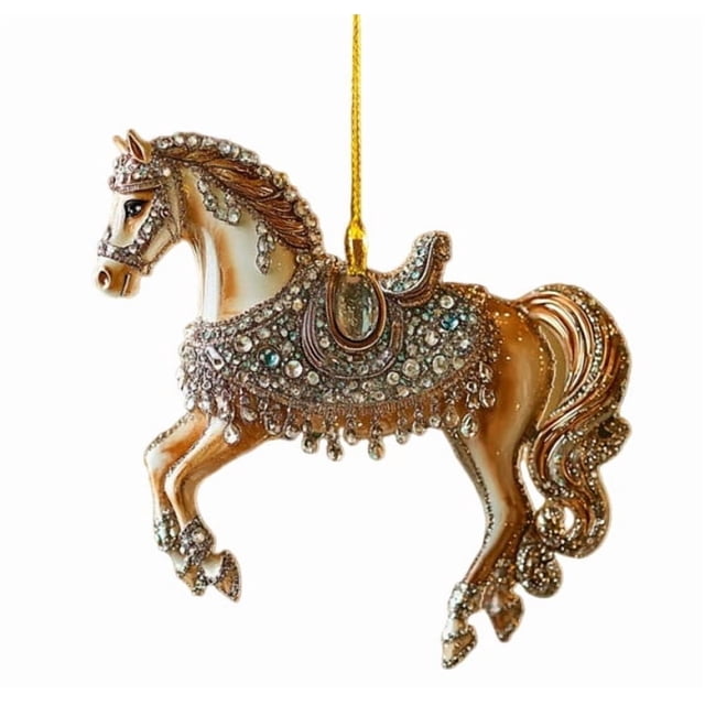 Christmas Tree Pendant Decoration with Warm Yellow Lights and Frenchie Santa Hat Topper