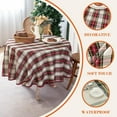 thumbnail image 2 of Christmas White Plaid Waterproof Tablecloth – Classic Woven Check Design – Holiday Dining Table Cover for Xmas Parties, Stain-Resistant & Durable, 60" Round, 2 of 6