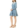 thumbnail image 4 of INSPIRE CHIC Women's Retro Ruffle Hem Dresses A-Line Lace Panel Peter Pan Collar Dress L Blue, 4 of 6