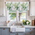 thumbnail image 2 of Watercolor Green Leaves Window Valance Curtain Plant Rod Pocket Short Curtain for Living Room, Bedroom & Kitchen Window Decor 60x18in, 2 of 8