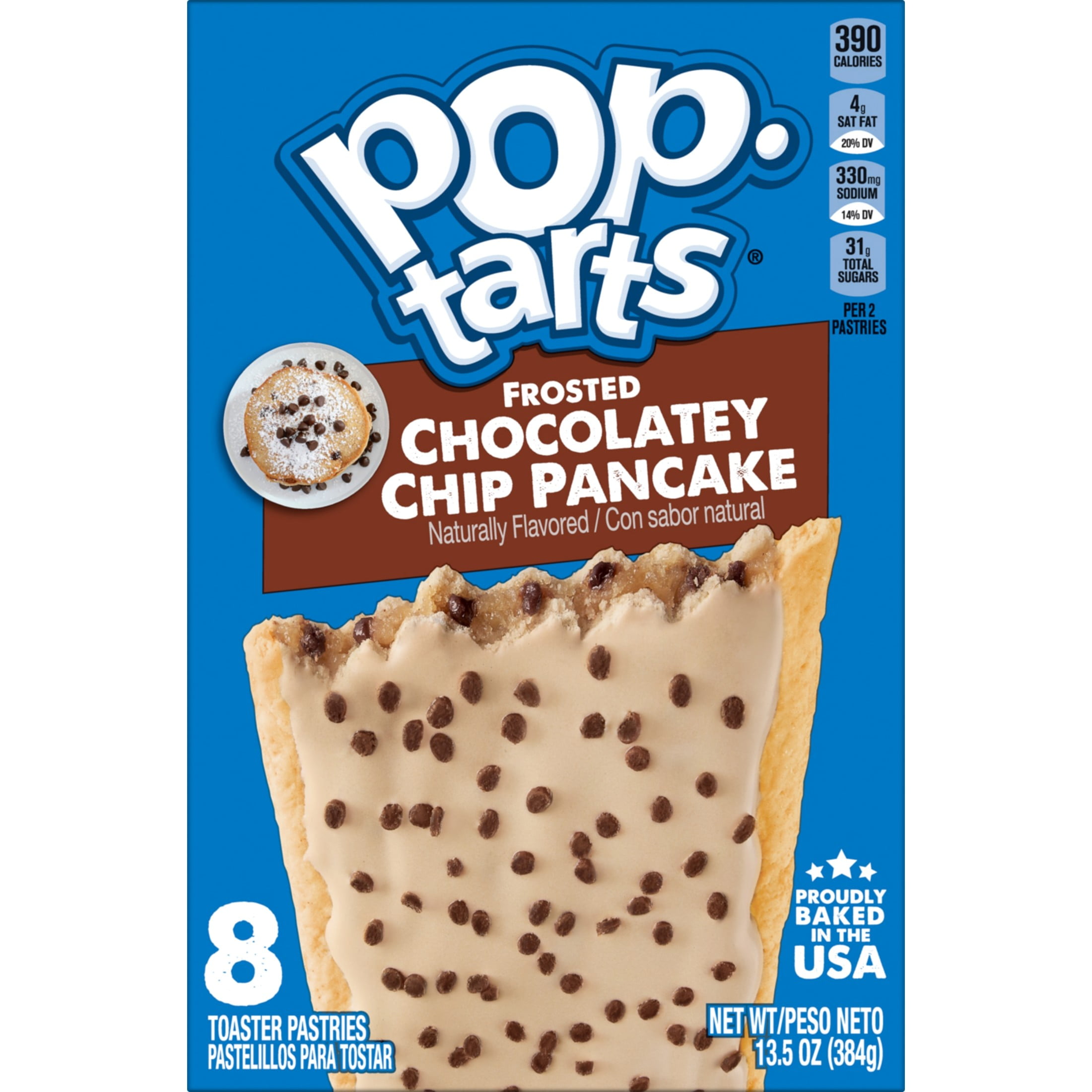 (12 pack) Pop-Tarts Frosted Chocolatey Chip Pancake Toaster Pastries, Breakfast Foods, Shelf-Stable, 13.5 oz (8 Count)