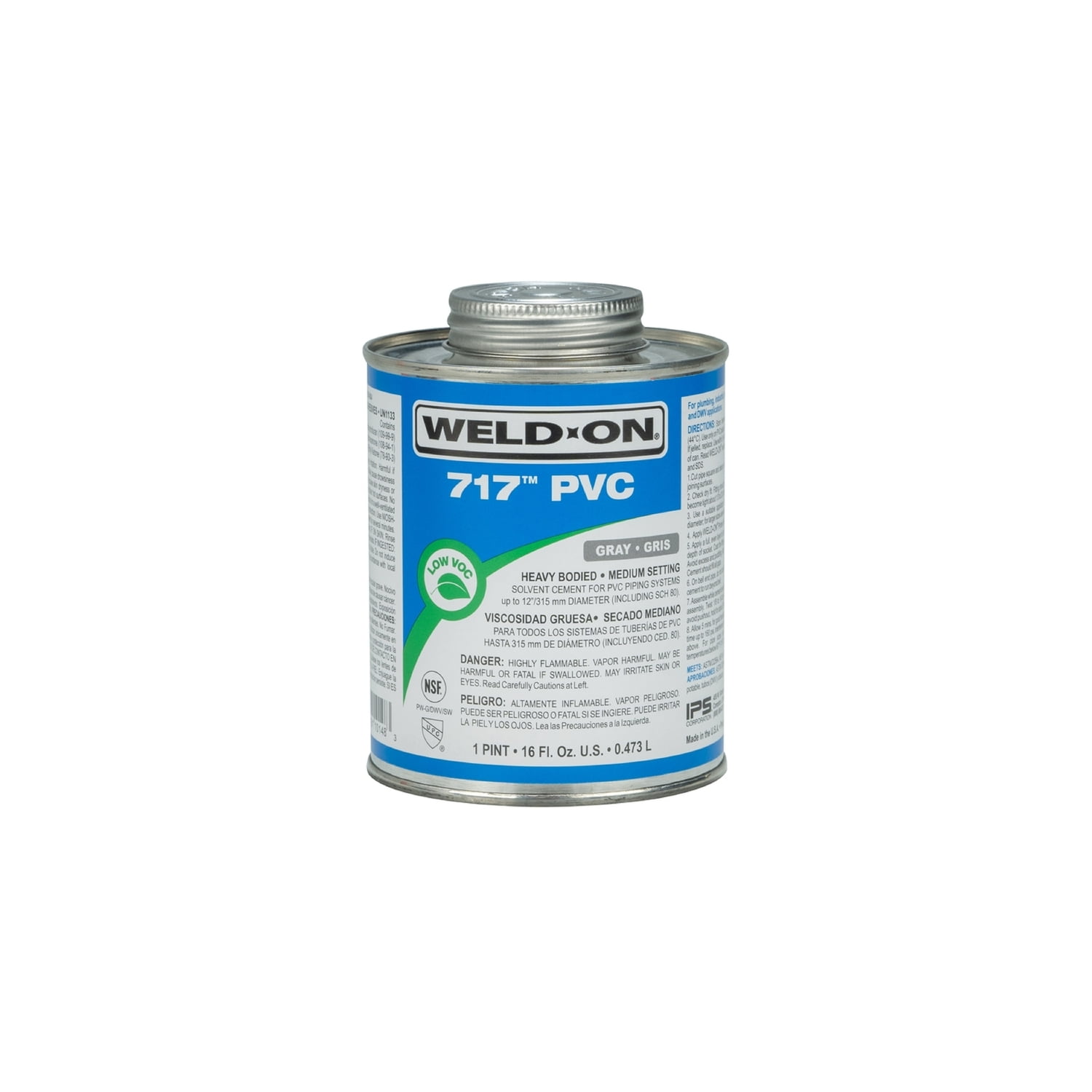 WeldOn 717 Gray Solvent Cement For PVC 16 oz.
