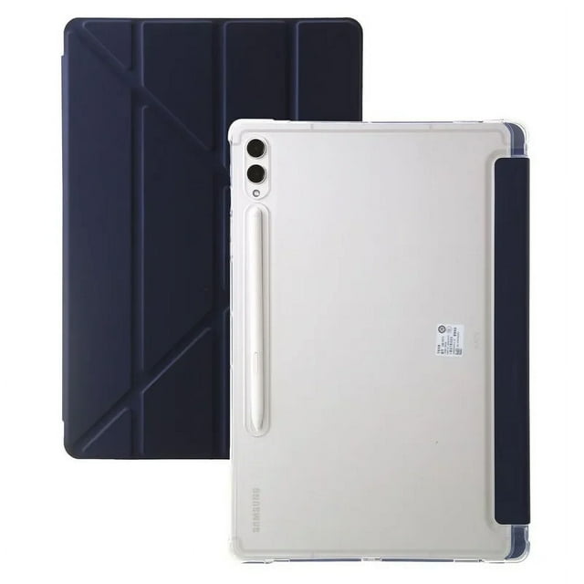 For Samsung tab s9 fe plus Case Coque Smart Folio Magnetic Stand Tablet Funda For Galaxy Tab S9 FE Case with Pencil Holder dark blue S9 Plus (12.4 inch)