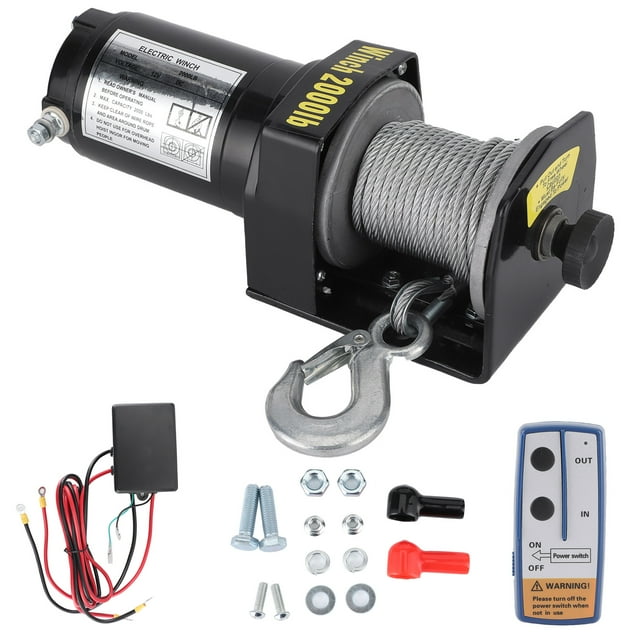 12V Electric Winch 2000lbs Load Capacity Remote Control High Efficiency Winch for ATV UTV Car Truck Boat
