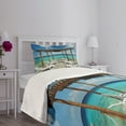 thumbnail image 3 of Ambesonne Summer Quilted Bedspread Set 2 Pcs, Sunbeds SeaSunbeds, Twin Size, Pale Brown White, 3 of 5