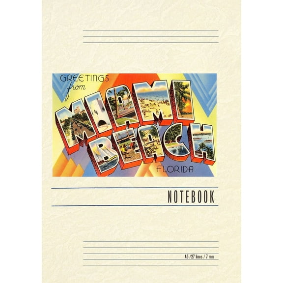 Vintage Lined Notebook Greetings from Miami Beach (Paperback)