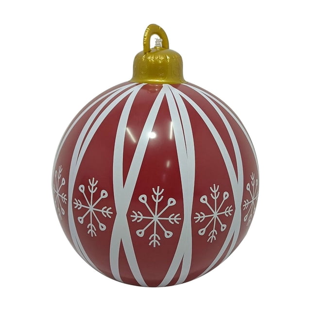 Red Inflatable Christmas Ball 60Cm Outdoor Yard Decor Thick Pvc Material Party Festival Toy With Hook