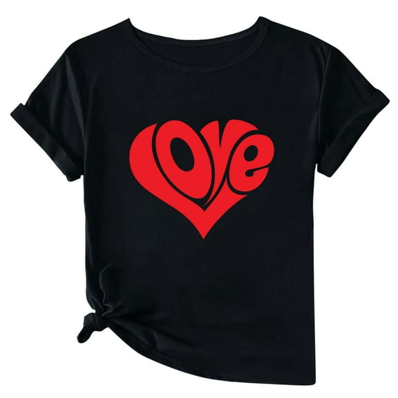 Short Sleeve T Shirts for Women Valentine Cute Tops Trendy Love Heart Graphic Tee Crewneck T-Shirts