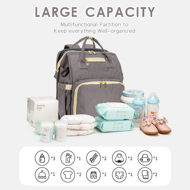 KABAQOO Newborn Multifunction Diaper Backpack with USB Port