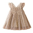 thumbnail image 3 of dmqupv Robe Décontractée Fille Robe Sans Manches en Tulle pour Tout-Petits Filles Robe de Fête de Vacances Robe de Danse Beige, Taille pour 3-4 Ans, 3 of 7