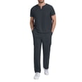 thumbnail image 6 of Minjewel Men's Casual Short Sleeve Nursing Scrubs Set, Breathable & Durable Uniform for Male Healthcare Workers, Nurses & Caregivers,Gray M, 6 of 8
