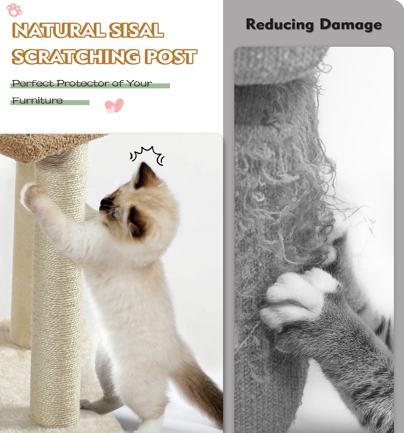 Made4Pets 29" High Multi-Level Climbing Furniture Carpet Cat Tree for Indoors Cats, Brown