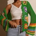 thumbnail image 4 of ZOELNIC Women's Floral Crochet Cardigan Hollow Out Open Front Long Sleeve Cardigan Sweater, XL, 4 of 7