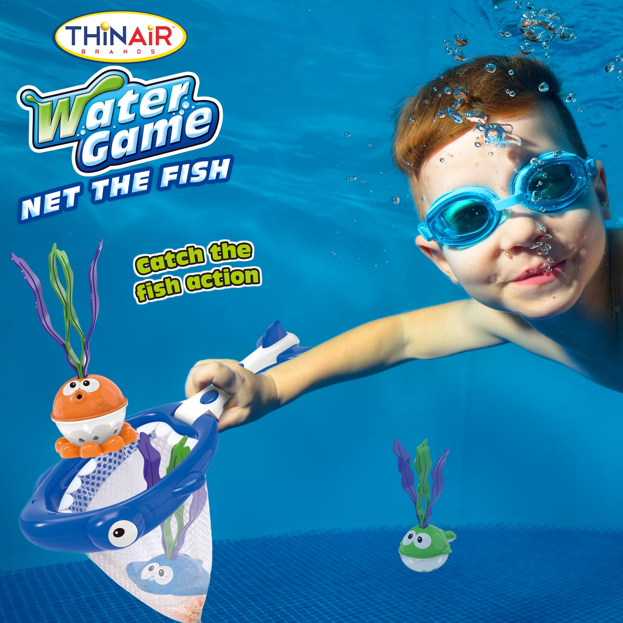 Scooba Duck: Net The Fish Water Game - 4pc Bath & Pool Toy, Shark-Themed Catch Net, 3 Adorable Fish Friends, 2-Way Play: Basketball & Fishing, Kids 3+